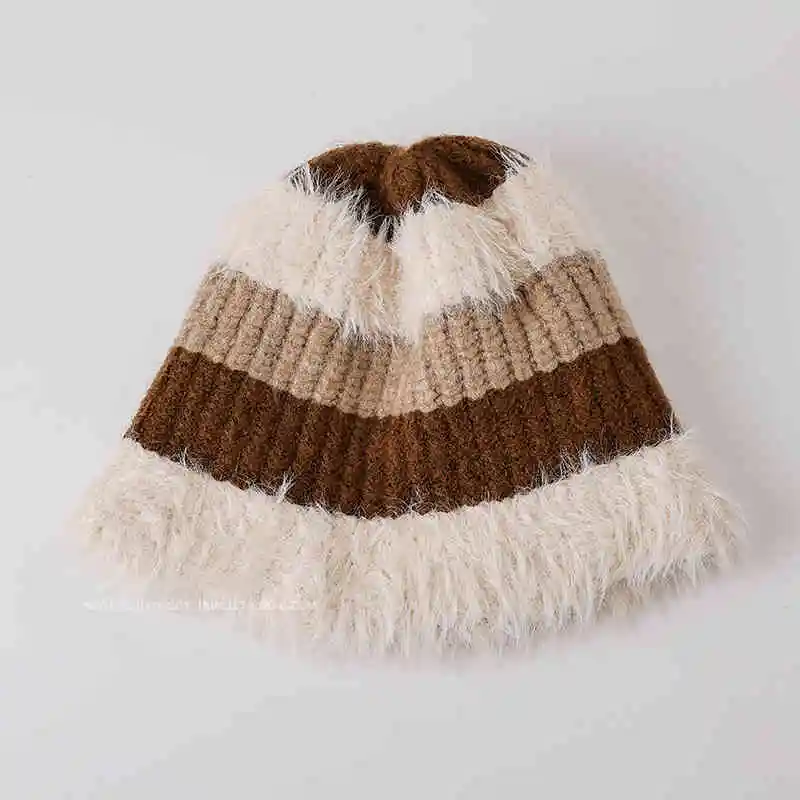 Ensemble écharpe et chapeau moelleux pour femme, châle de blocage de documents, chaud, café, cadeau de Noël, hiver, 2024