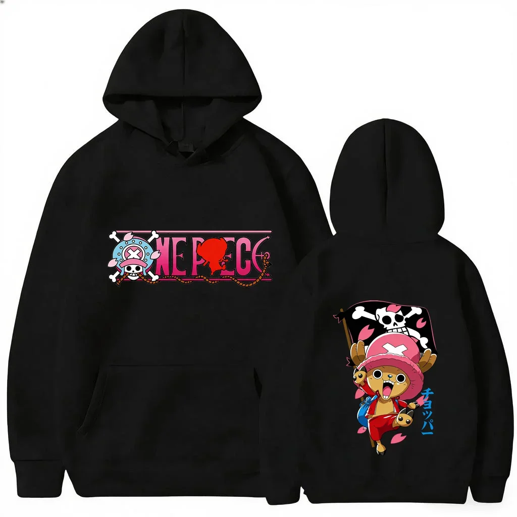 One‑Piece Chopper Pirate Flag Hoodie Double‑Sided Anime Graphic Loose Hooded Sweatshirt Unisex