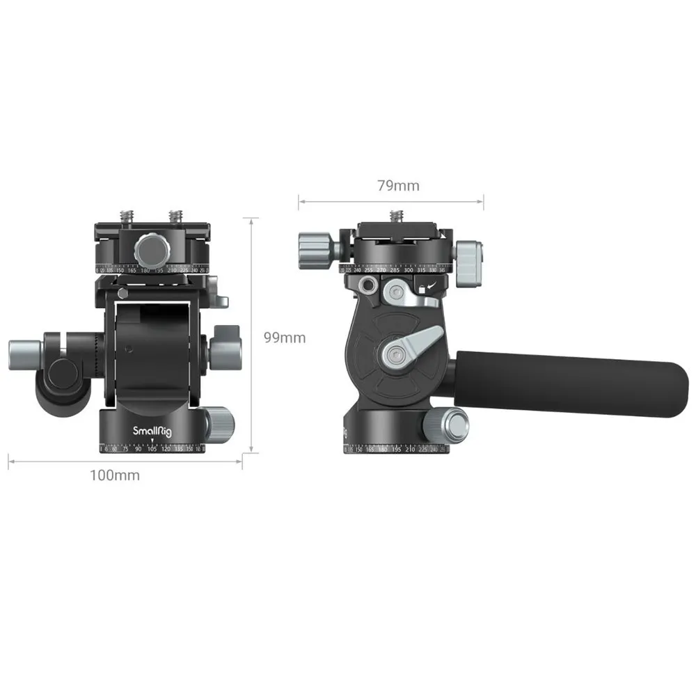 SmallRig 3457B 3259B Lightweight Fluid Video Head  360° Swivel with Removable Telescopic Handle Adjustable Lightweight Portable