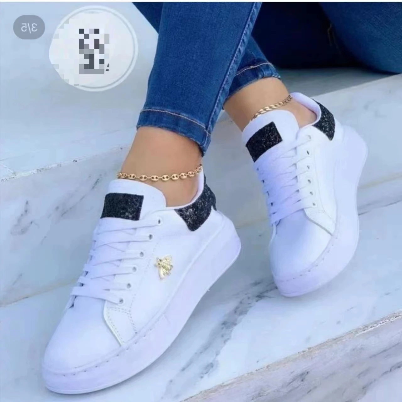 Women Sneakers Casual Fashion Butterfly Round Head Sneakers Women Lace-Up Platform Vulcanized Shoes for Women Zapatos De Mujer