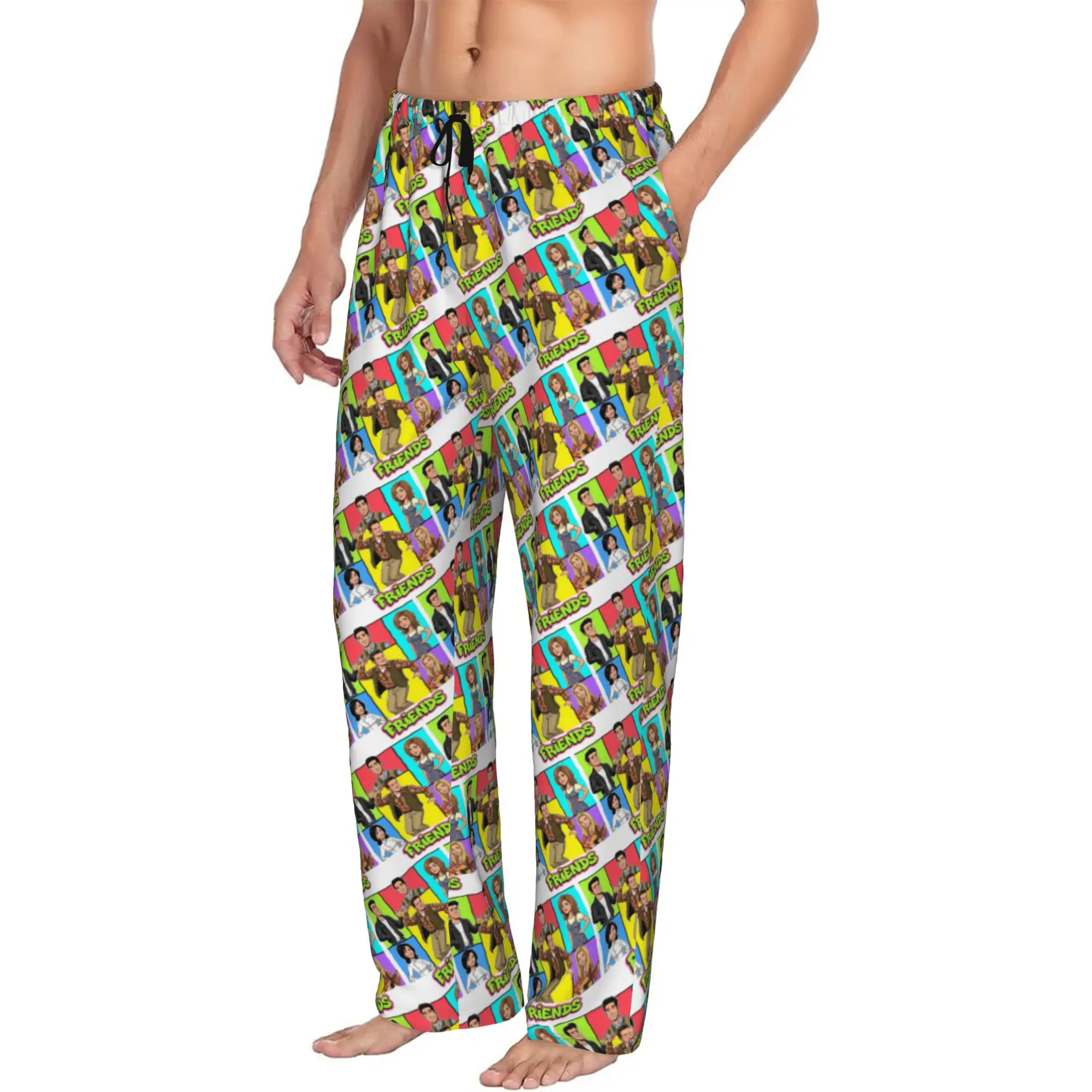 Custom Printed Men Funny TV Show Friends Pajama Pants  Sleepwear Sleep Lounge Bottoms with Pockets - view 2