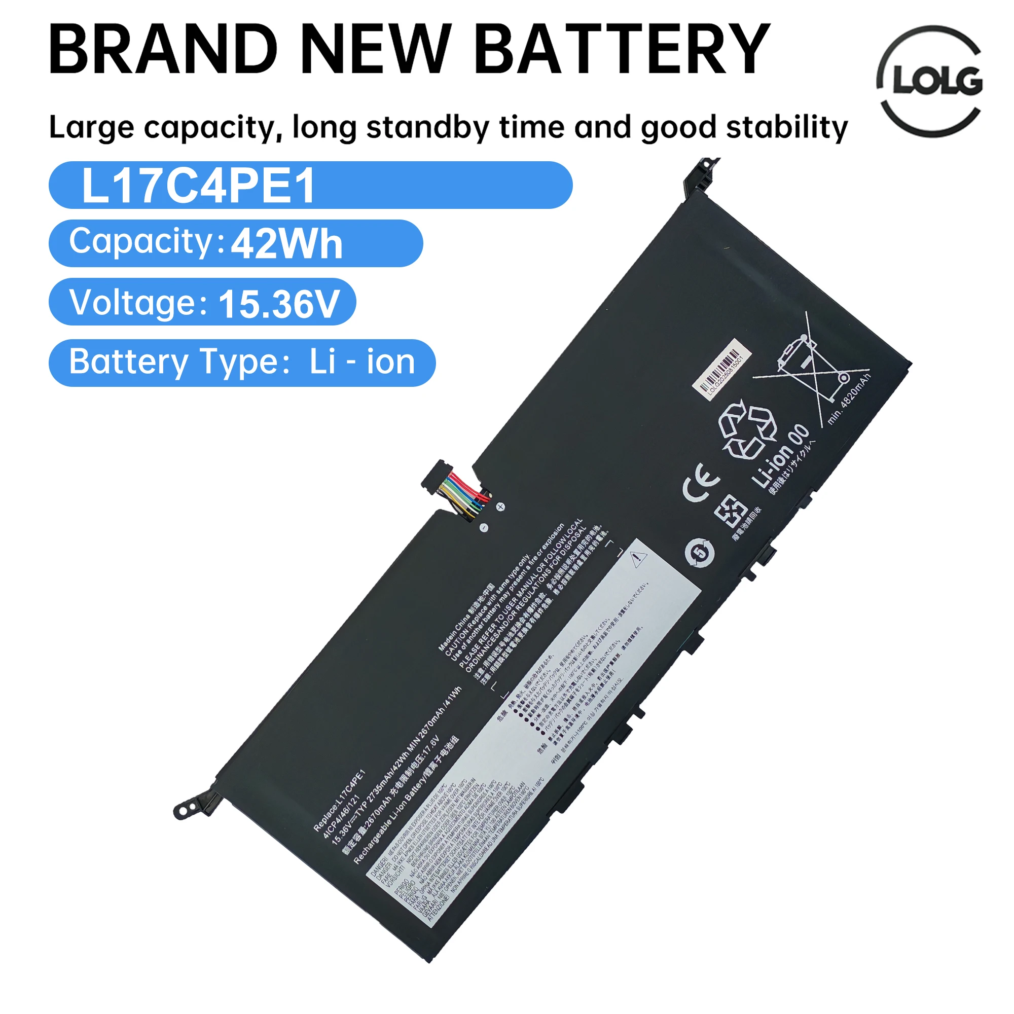 New L17C4PE1 L17M4PE1 15.36V 42WH Laptop Battery For LENOVO 