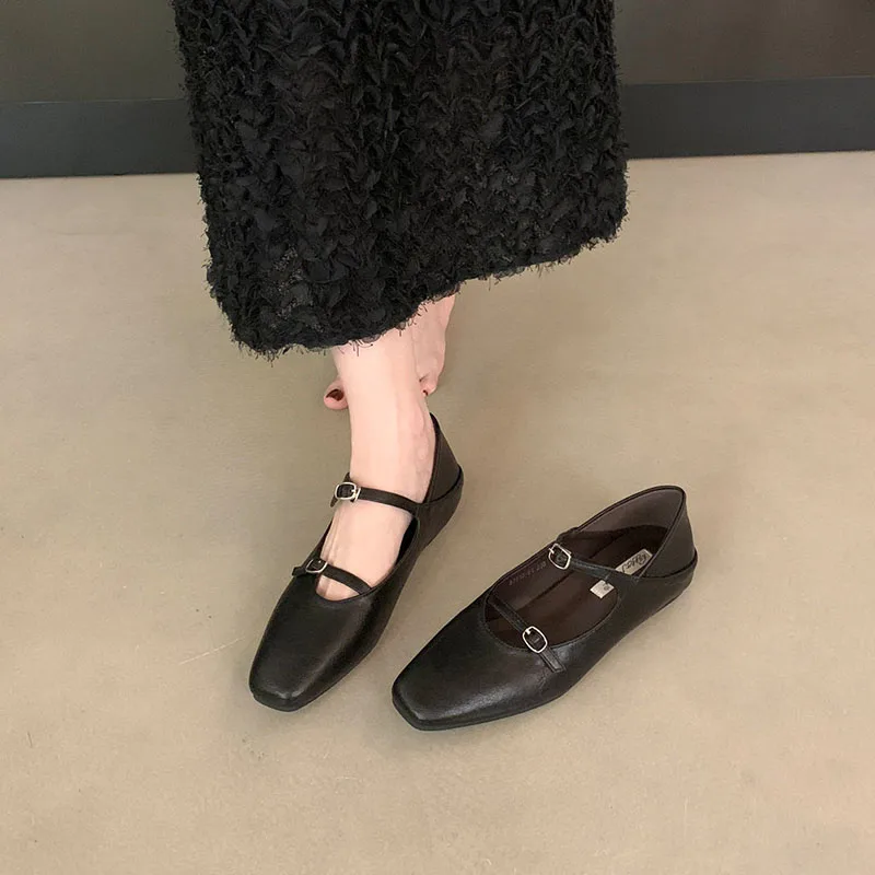 Schuhe, Lolita-Stil, flache Damenschuhe mit Schnallenriemen, Mary Janes, Damen-Flats, die die Körpergröße optisch erhöhen, weich, modisch, flache Damenschuhe. – Detail 2