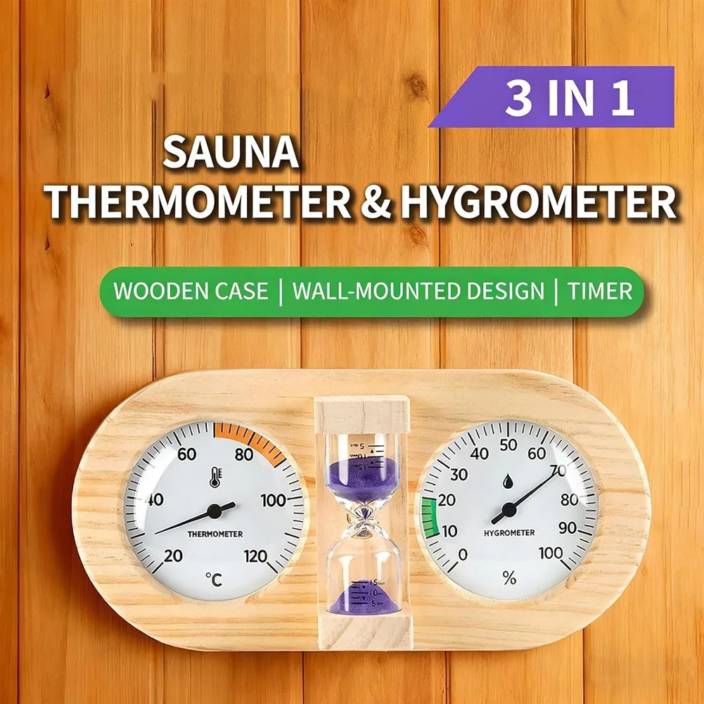 828 Mega Sale Sauna-Thermometer und Hygrometer Kombi-Set - Präzises Temperatur- und Feuchtigkeitsmessgerät für Saunaräume, Doppelzifferblatt-Anzeige