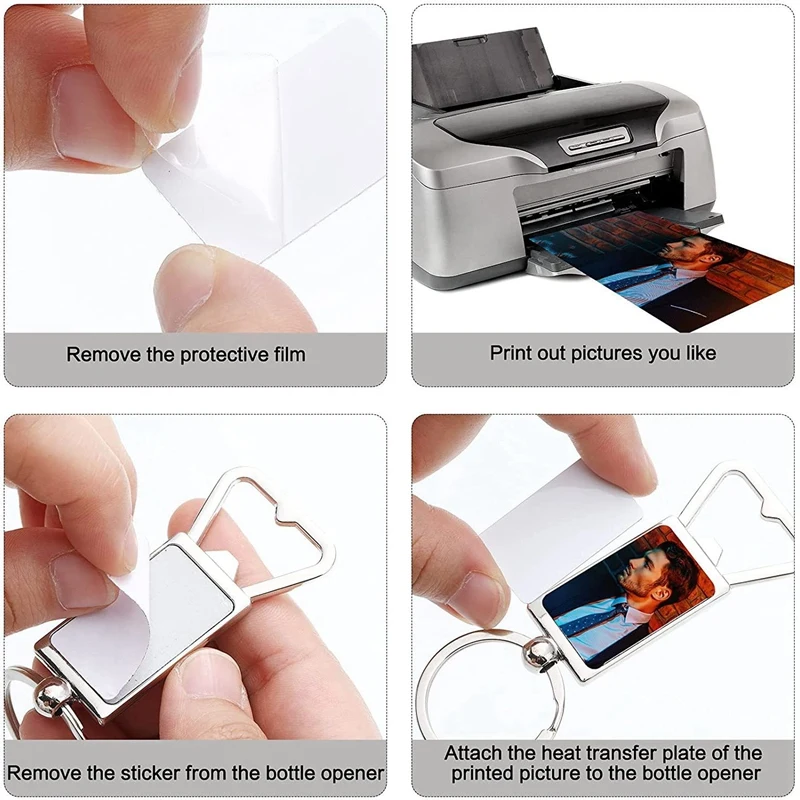 10 Pcs sublimazione portachiavi vuoto sublimazione apribottiglie in metallo portachiavi vuoto portachiavi in alluminio a trasferimento termico argento