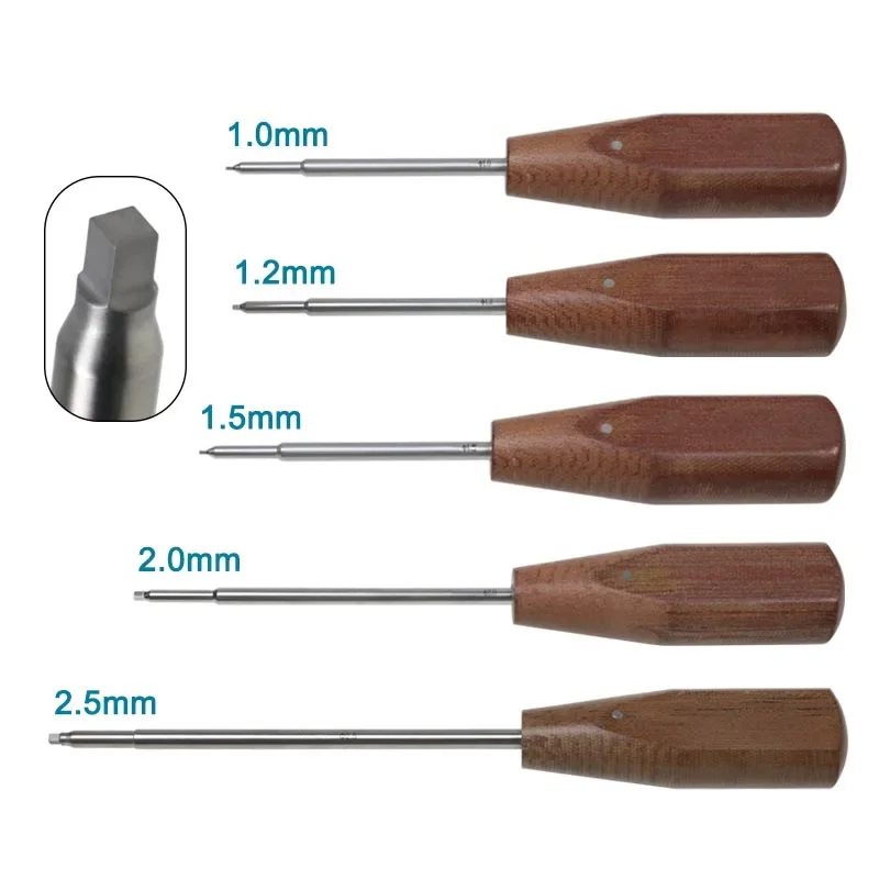 

GREATLH Square Head Bone Screwdriver 1.0-2.5mm Fine Head Stainless Steel Orthopedic Pet Instrument 1pc