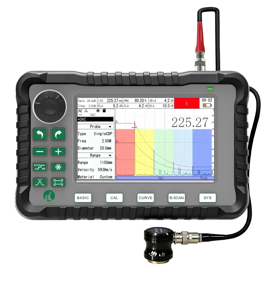 Graigar UFD100S Ultrasonic Flaw Detector 0-25m Detection Range 200Hz-2KHz with B Scan Function NDT Inspection Equipment