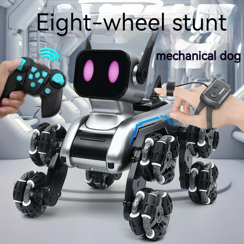 New Robot Toys Electric Dual Remote Control Toys Intelligent Machine Dogs Eight Wheeled Stunt Mechanical Dog Children\'s Toys