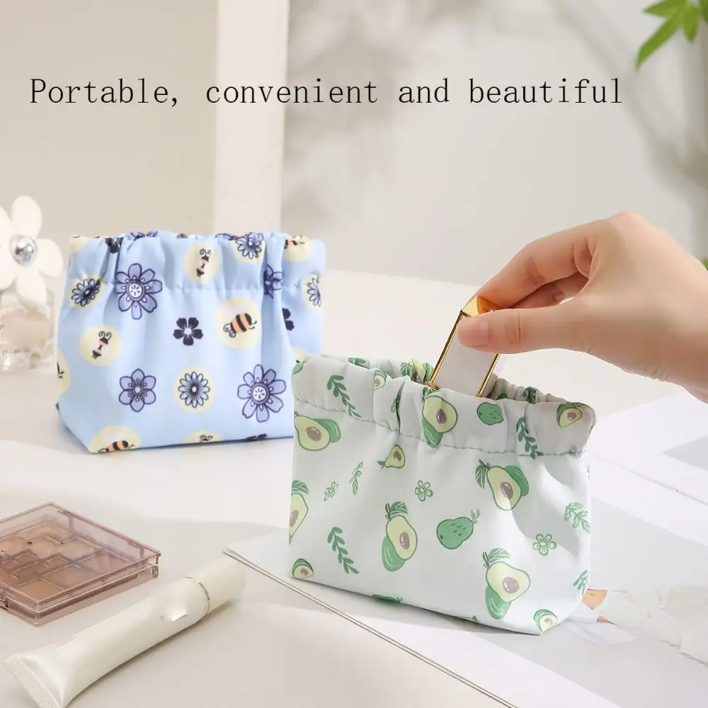 Simple Oxford Cloth Leaf Spring Bag Purse Floral Self-closing Makeup Bag Coin Bags Canvas Print Cosmetic Bag Travel Supplies