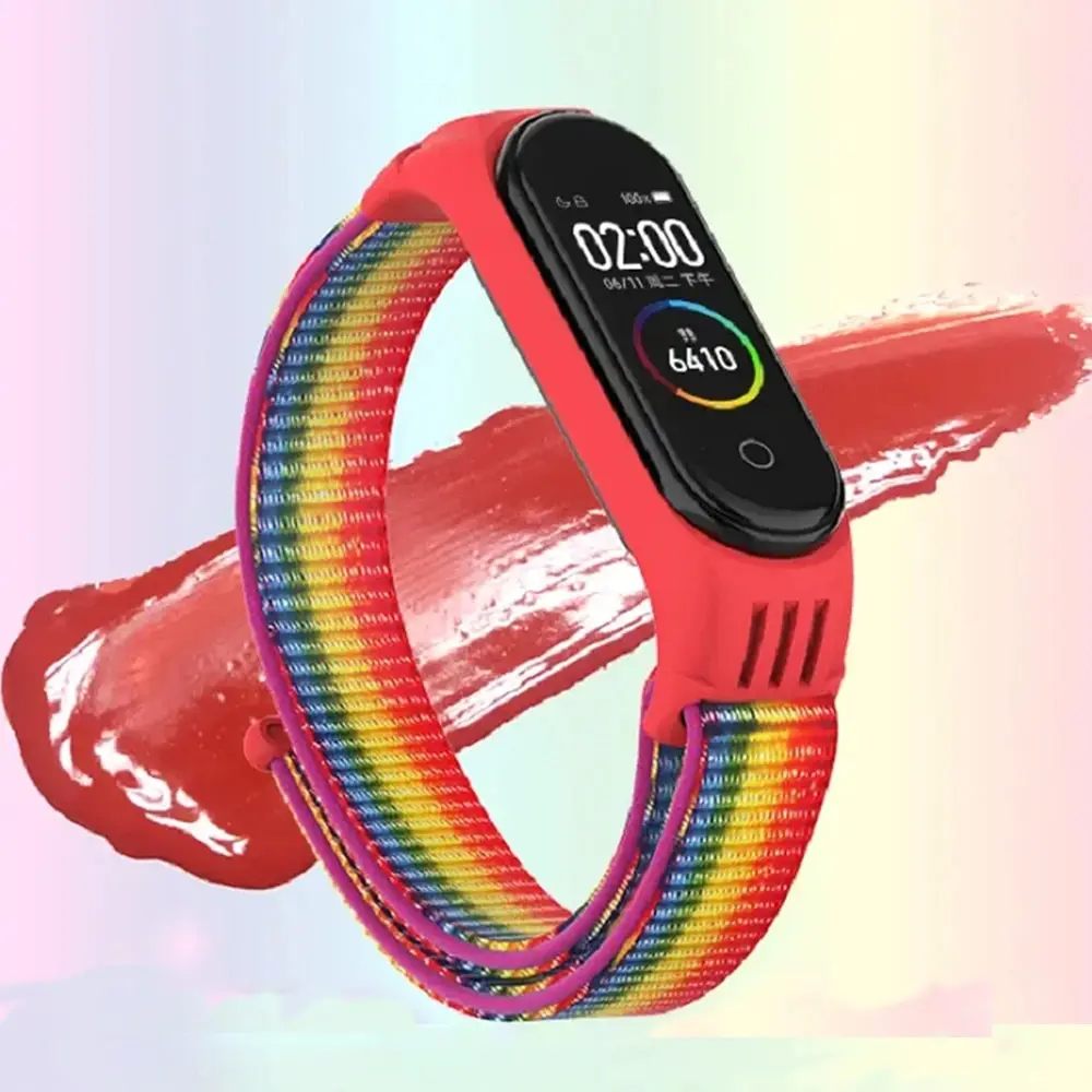 สายไนลอนสำหรับ Mi band 8 6 7 offical Store เข็มขัดกีฬา NFC สายรัดข้อมือ pulsera Correa Xiaomi miband 5 4 3สร้อยข้อมือ