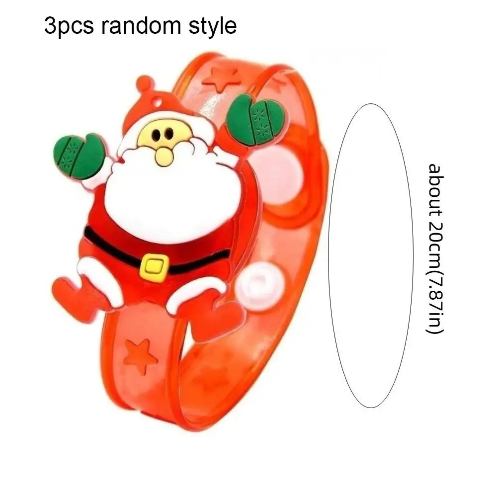 Bracelets lumineux LED en plastique, 3 pièces, effet lumineux réglable, jouets lumineux de dessin animé, événement de carnaval