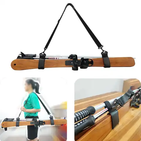 스키 보드 숄더 캐리어 스트랩 휴대용 조절 가능한 스키 폴 숄더 슬링(개미 방지 가죽끈 패드 포함) 야외 스키 액세서리