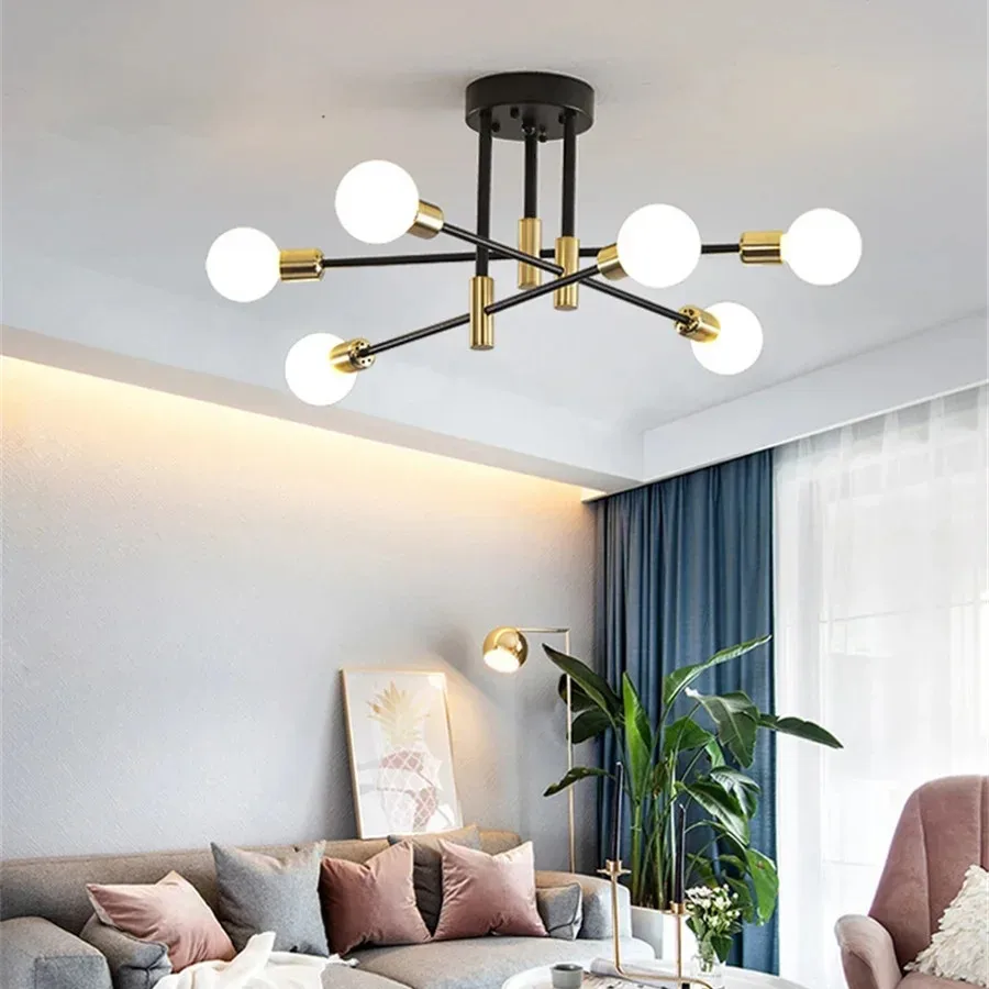 

Nordic Modern Ceiling Lamps Indoor Lighting For Living Room 4/6/8 Heads E27 Restaurant Loft Study Home Decor Chandelier Lights