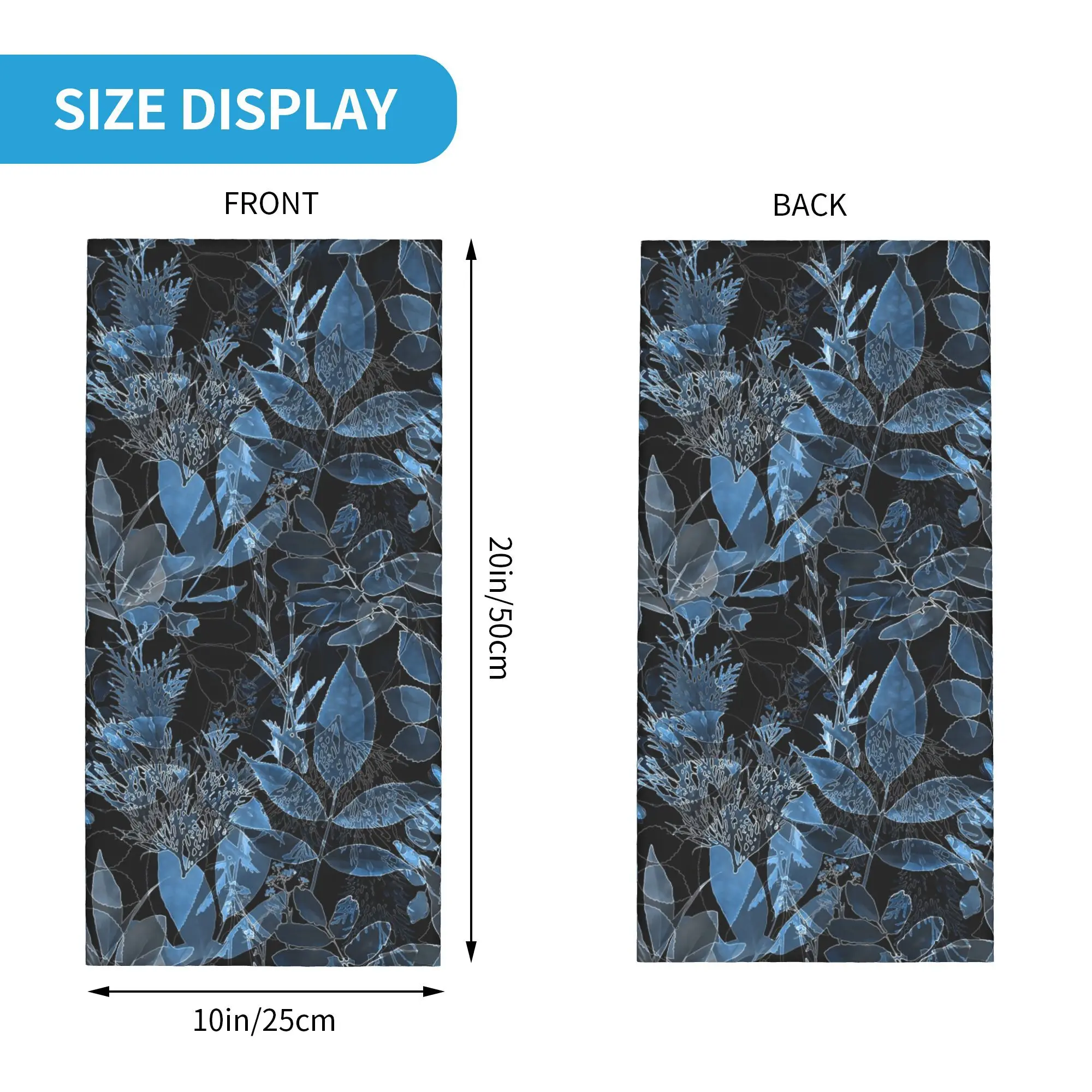 Blue Leaf Bandana Neck Gaiter Gedrukt Masker Sjaal Warme Hoofdband Rijden Unisex Volwassene Het hele seizoen