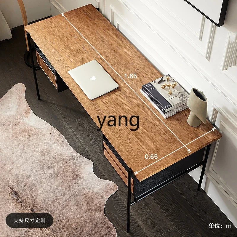 LMM modern simple color matching desk wabi-sabi designer creative solid wood light luxury writing desk 5