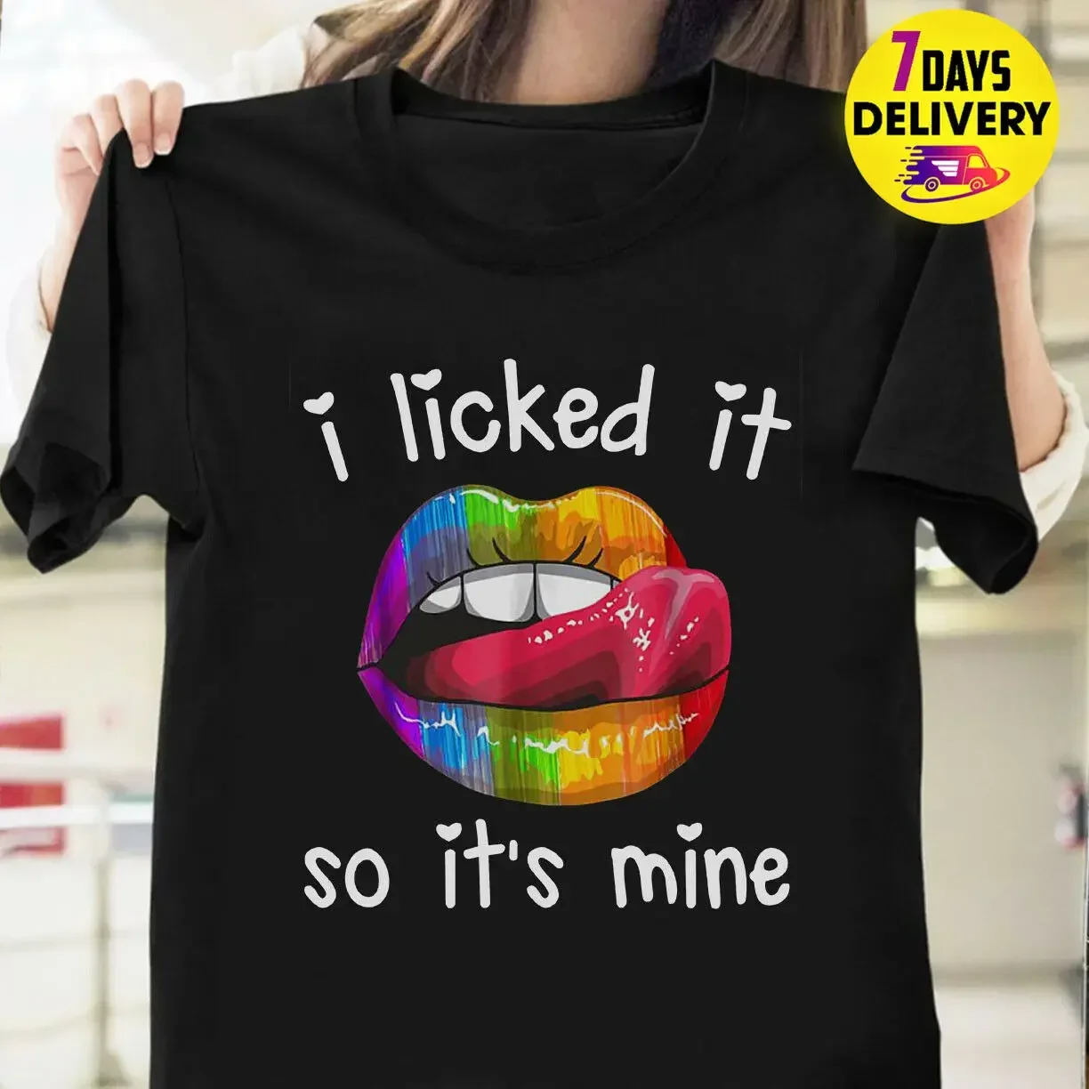 Hot Lgbt I Licked It So It’S Mine T Shirt Black Size S-5Xl 2019 Unisex Tees