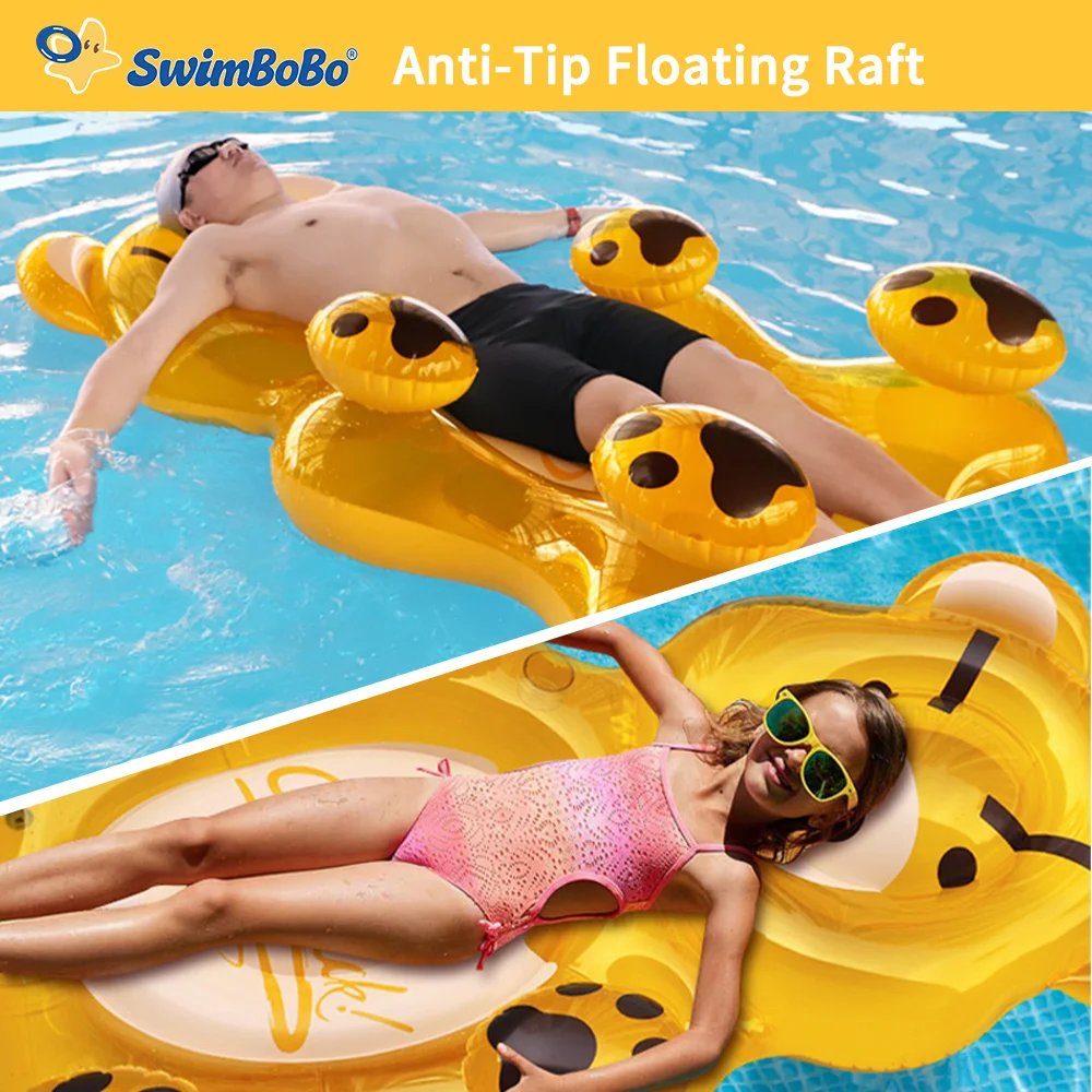 Comfortable Bear Inflatable Float for Family – Pool, Beach, Party Swim Raft, Kids & Adults Summer Water Lounger