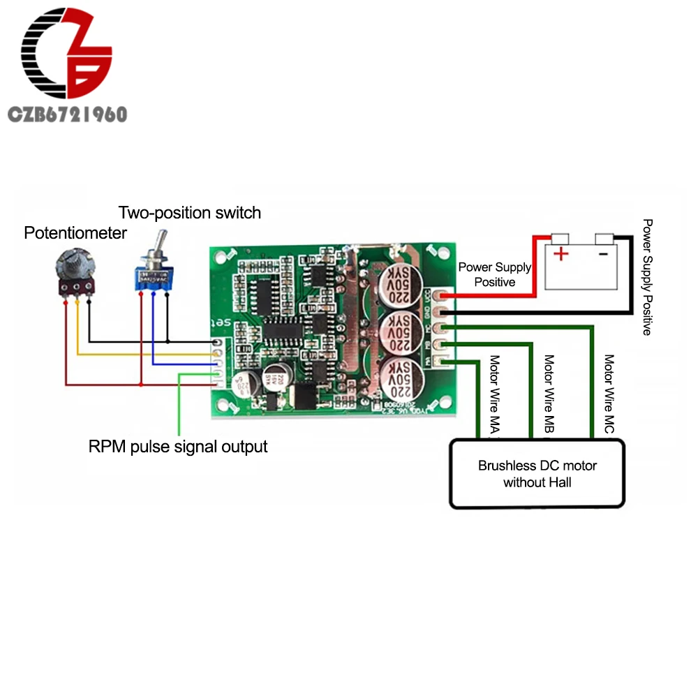 DC 12-36V 500W Brushless Motor Speed Controller Hall Free Motor Driver Board High Power Foward Reverse Speed Regulator Module