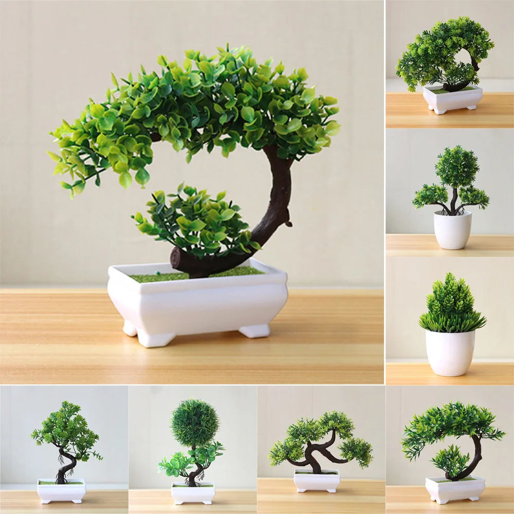 New Green Artificial Plants Bonsai Small Tree Grass Flower Potted Bonsai  Halloween Christmas Party Wedding Home Office Decor