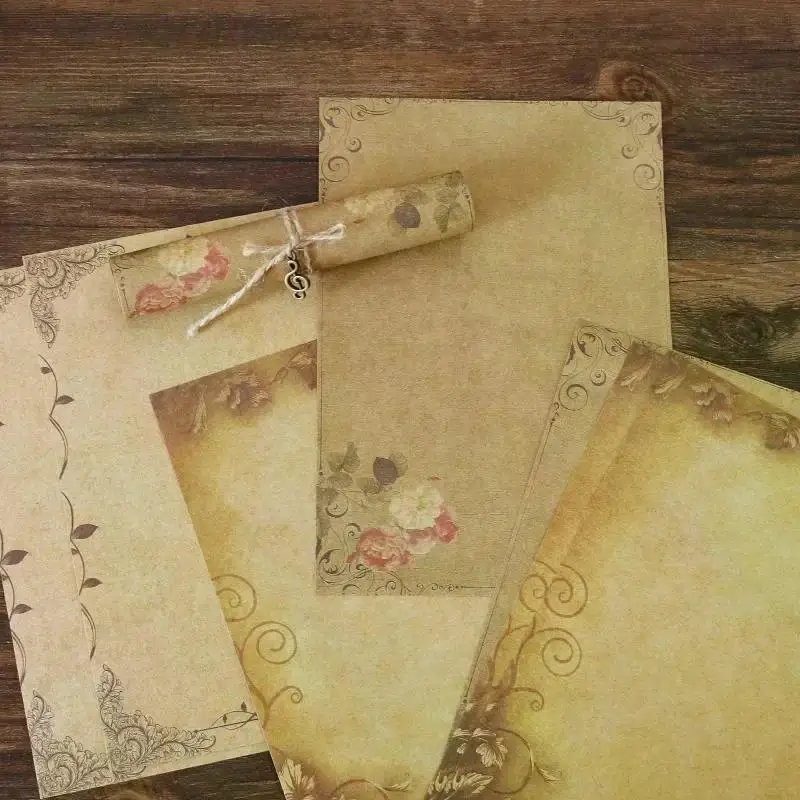 Retro Vintage Kraft Envelope Letter Pad Set Old Europe Style Love Letter Invitation Envelopes Writing Paper With Rope