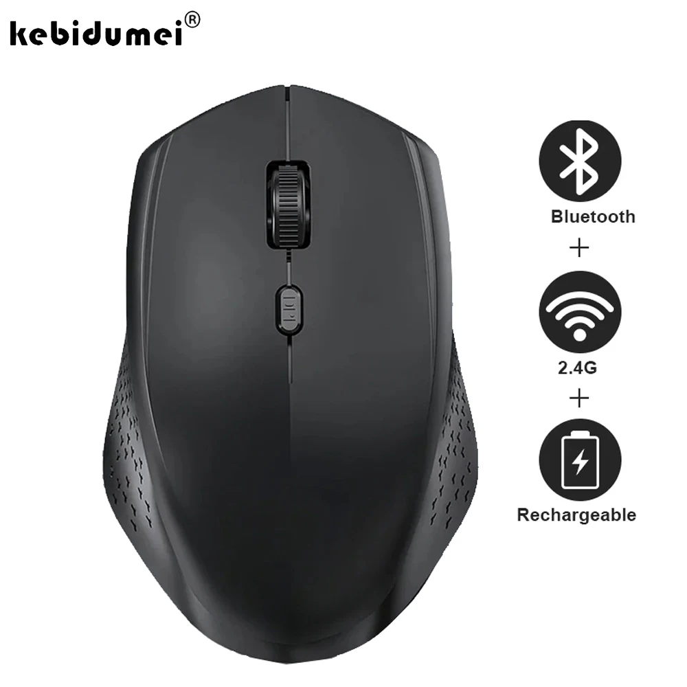 Bluetooth Mouse 2.4G Wireless Mouse Dual-Mode Silent Mouse Rechargeable Gaming Mouse 1600DPI For Laptop Computer Win Mac OS