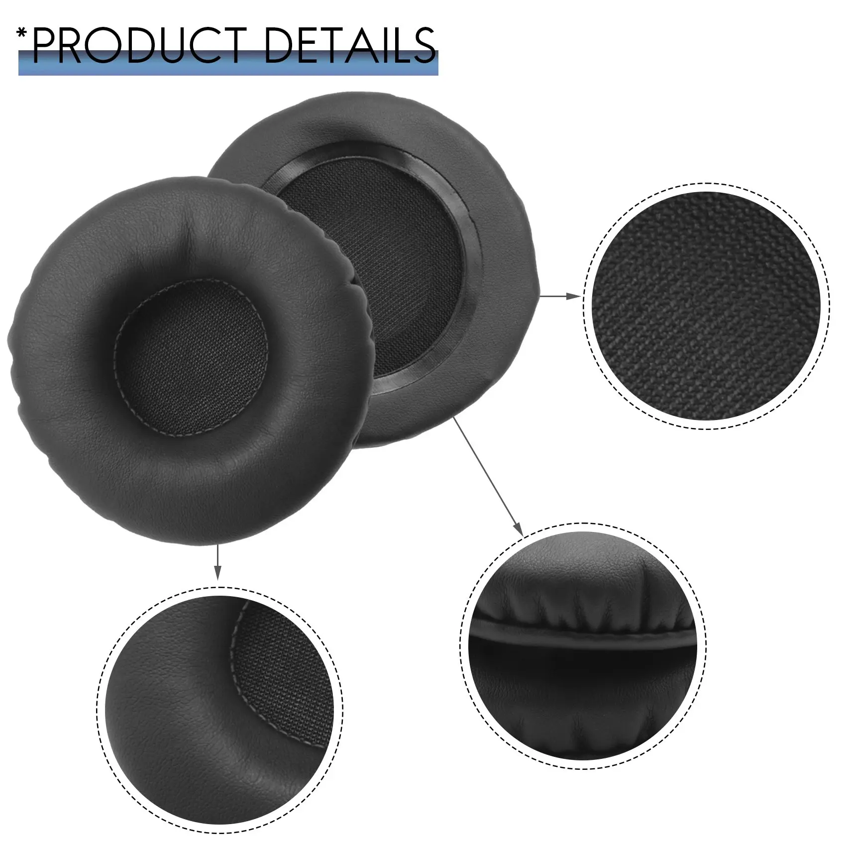 1 Pair 70Mm Ear Pads, Universal Replacement Foam Pads Headphone Cushion Sponge Cushions