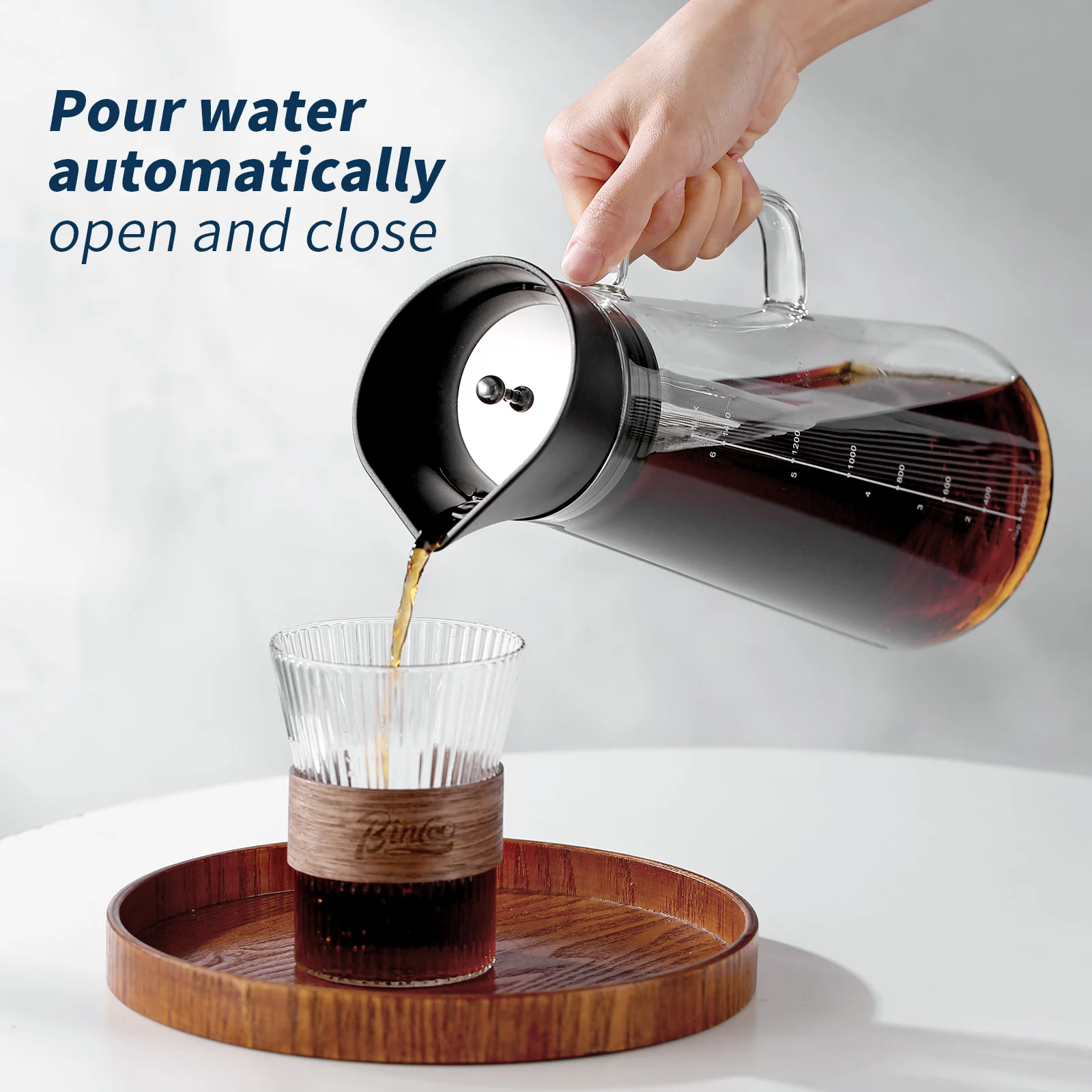 

BINCOO Cold Brew Coffee Maker with Removable Stainless Steel Filter，Home Outdoor Cold Brew Coffee Iced Tea Maker&Fruit Pitcher