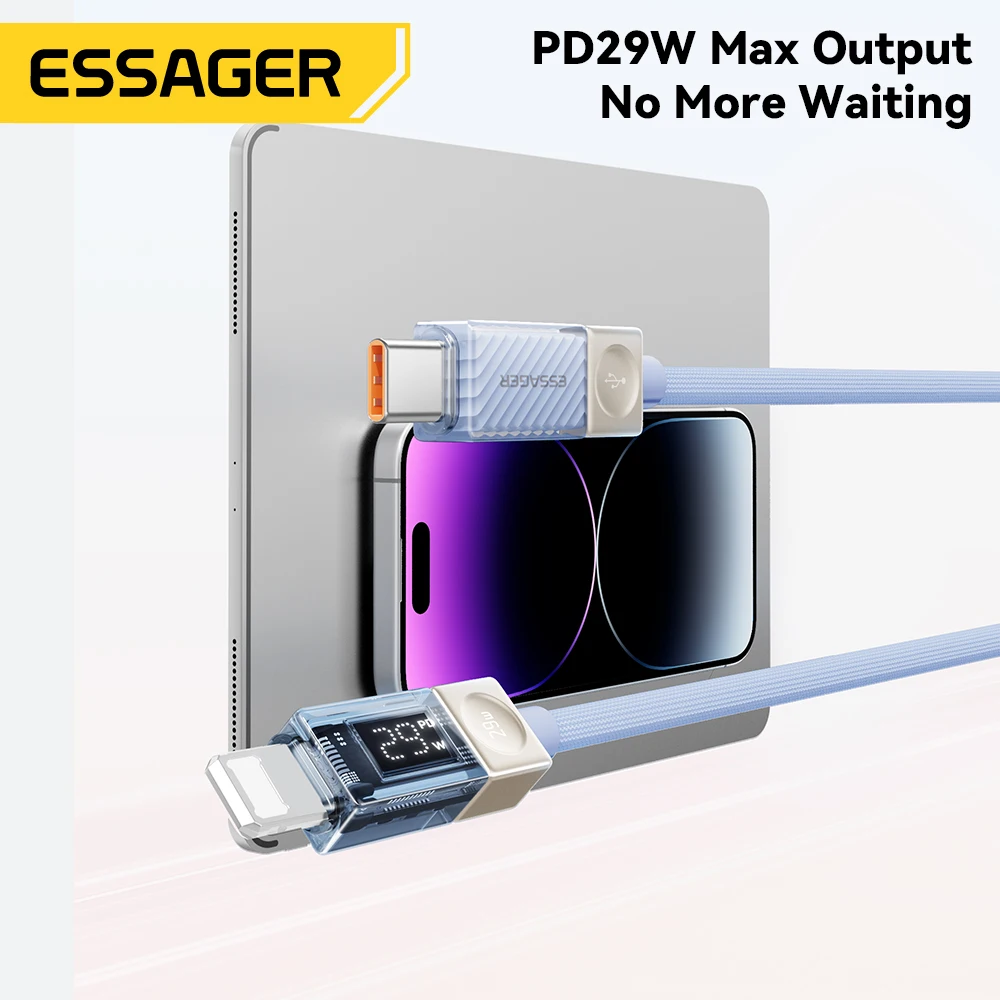 Essager USB Cケーブル iPhone 14 13 12 11 Pro Max Xs対応 デジタルディスプレイ付き PD 29W急速充電 タイプC to Lightning データケーブル
