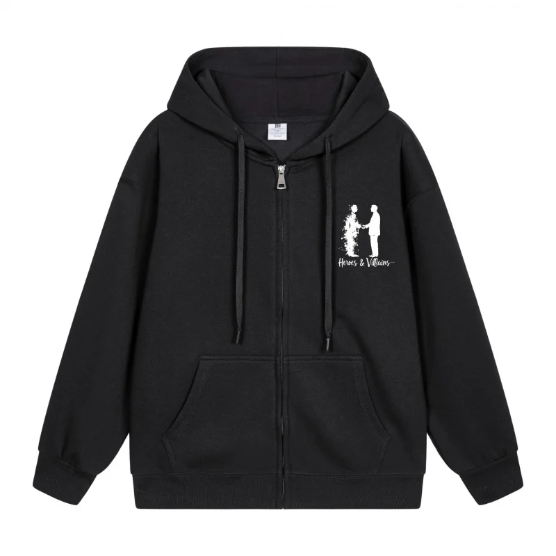 

Men's Zip-Up Hoodie Two Silhouettes With Words Below Halloween in 2025 Casual Couples’ Style Halloween Theme Halloween Party Ou