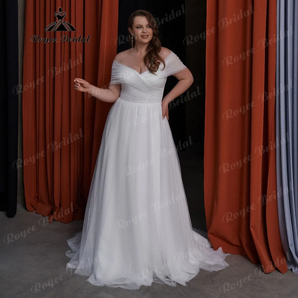 Plunging V Neck Off Shoulder Plus Size Wedding Dress for Women 2025 Bridal Gown with Removable Long Sleeves vestidos boda civil