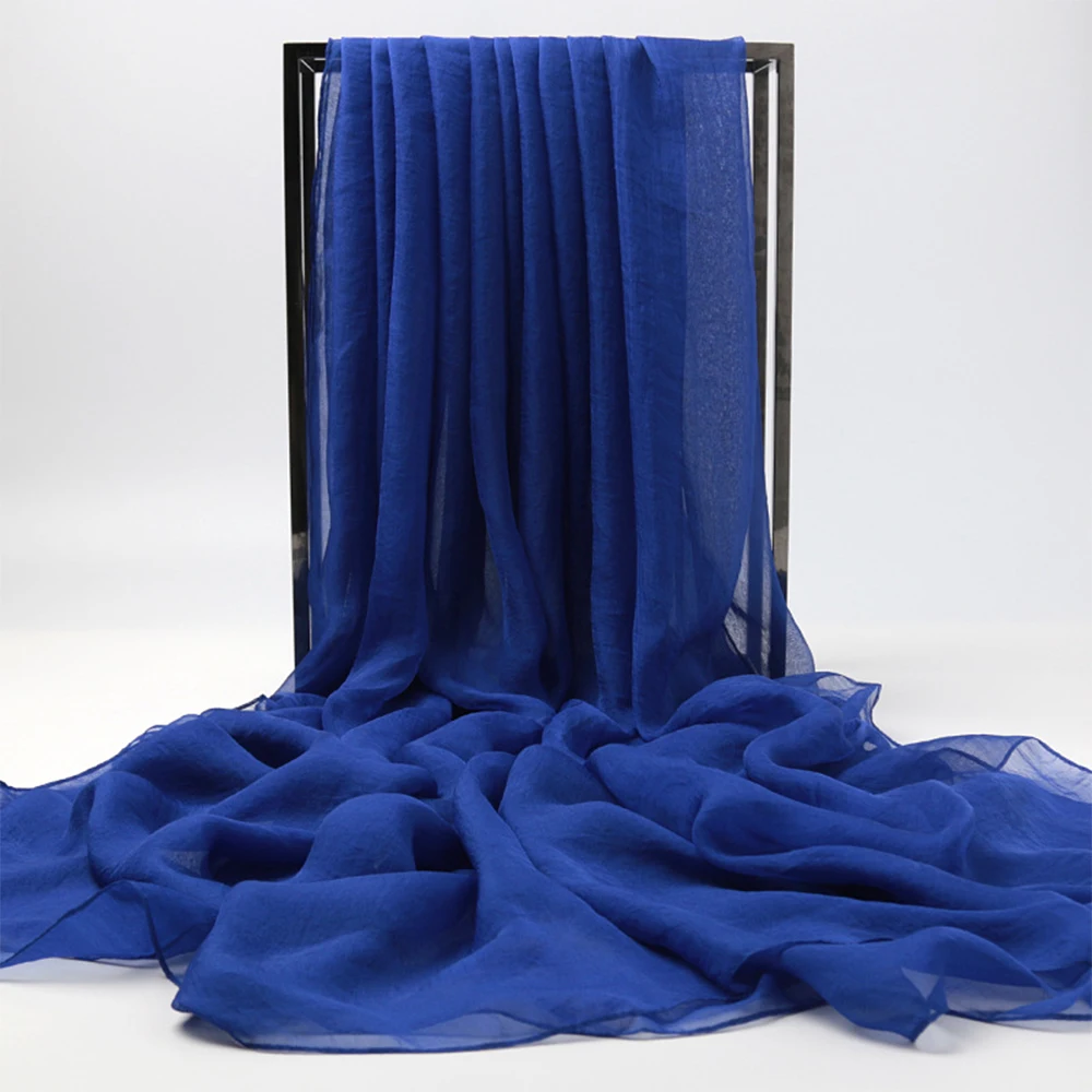 オーガンザ-女性のためのシルクシフォンスカーフ,長くて柔らかい,結婚式のためのスカーフ