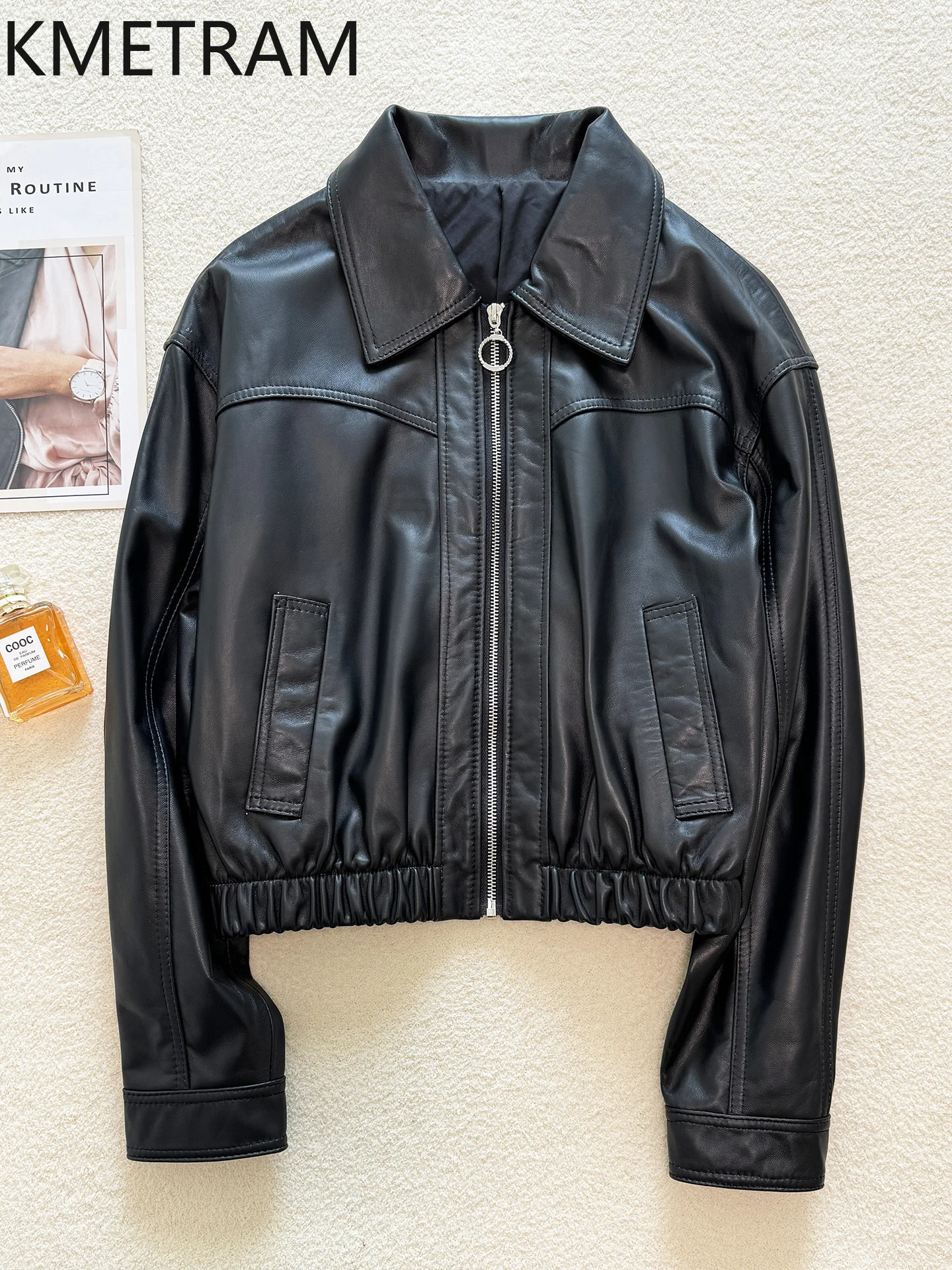 100% strato superiore giacca di pelle di pecora donna motociclista corto giacche in vera pelle nuovo in capispalla vestiti autunnali donna 2025 veste femme