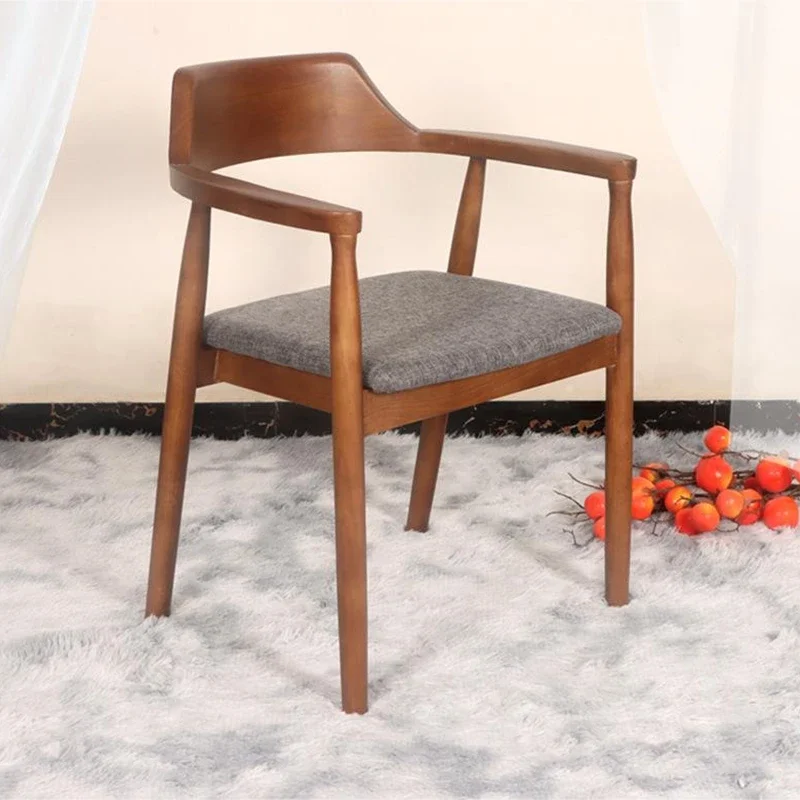 Solid Wooden Dining ChairCoffee Shop Dining ChairBackrest ArmchairConference ChairRestaurant Solid Wooden Sitting Board Chair