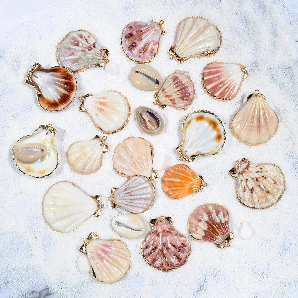 

10Pcs Sliced Gold-Rimmed Fan Shell DIY Jewelry Accessories Natural Environment Feeling Earrings Necklace Decor
