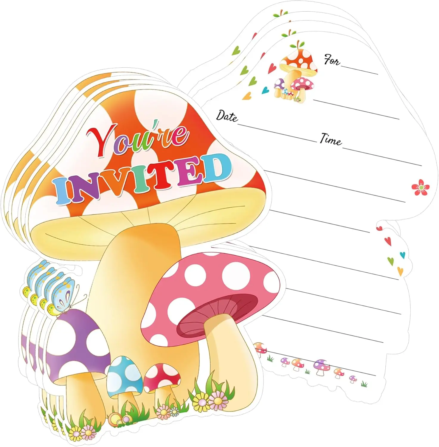 

Приглашения с дикими грибами и конвертами Запределительные открытки для вечеринок 5x7 дюймов, приглашенные открытки