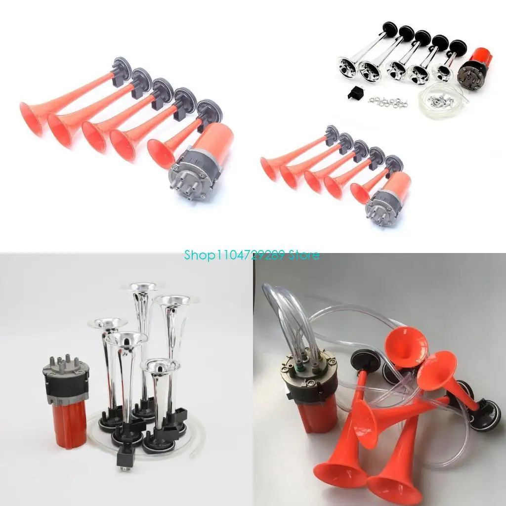 

D8KE Dustproof Car Alarm Musical Horn Compose Voice Megaphone 5 Trumpet for Motorbike Intelligent Noise Reduction 125db