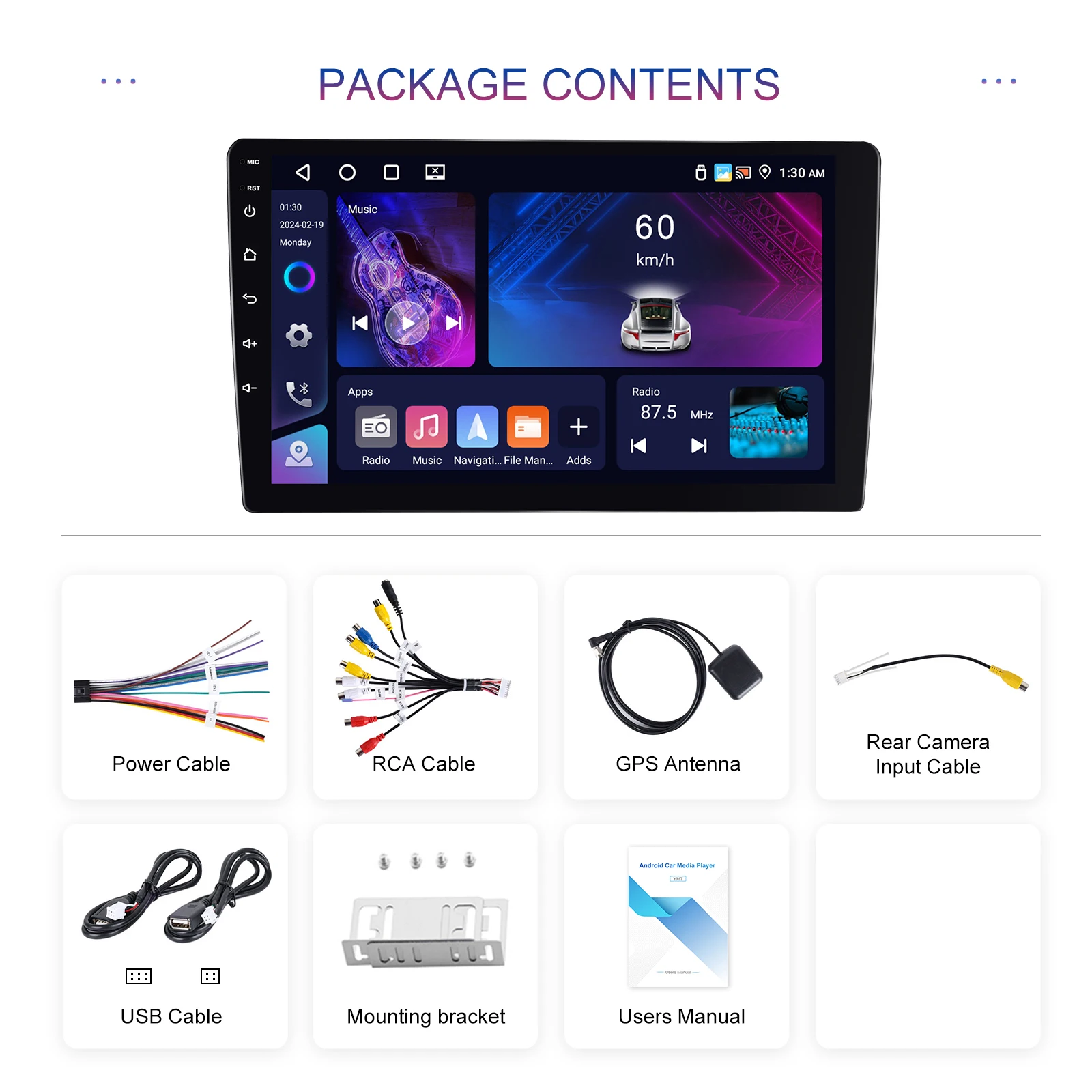 راديو سيارة أندرويد شامل Podofo ، مشغل وسائط متعددة ، مشغل سيارة ، مشغل سيارة ، DSP تلقائي ، صوت ، واي فاي ، نظام تحديد المواقع والملاحة ، 4 + 64G ، 7 "، 9" ، #6