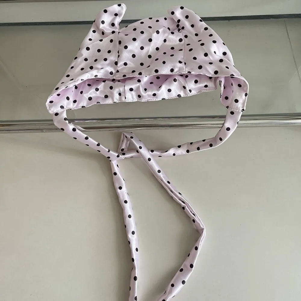 Y2K Little Demon Hair Scarf Soft Wrap Hip Hop Hair Band with Ears Headband Sweet Polka Dot Headscarf Spicy Girls view 3