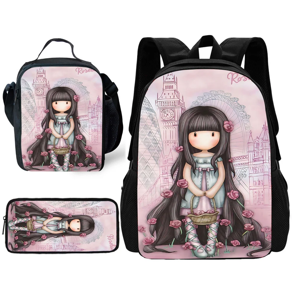 Cute Santoros G-gorjusses Child School Backpack with Lunch Bags ,Pencil Bags ,School Bags for Boys Girls Best Gift