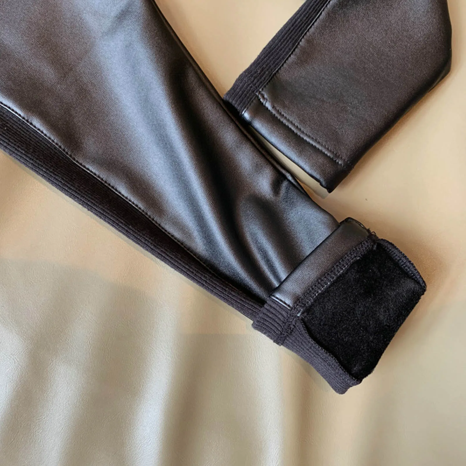 FJG-Leggings en cuir souple pour bébé fille, pantalon crayon décontracté, élastique, chaud, respirant, coupe couvertes, solide, document, sourire, automne, hiver