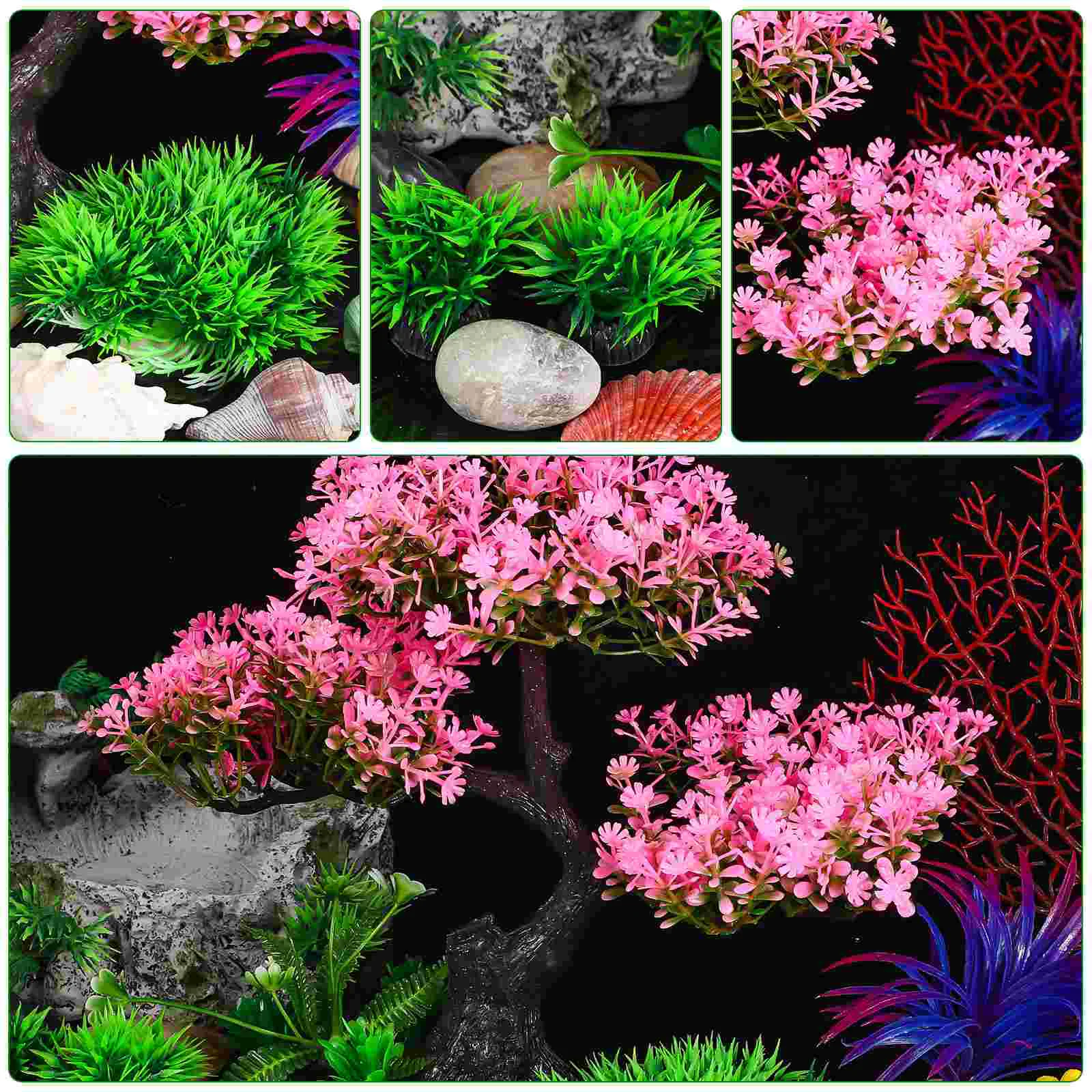 Plants and Water Set Aquarium Decorations Container Plastic Fish Tank Accessories Fake For