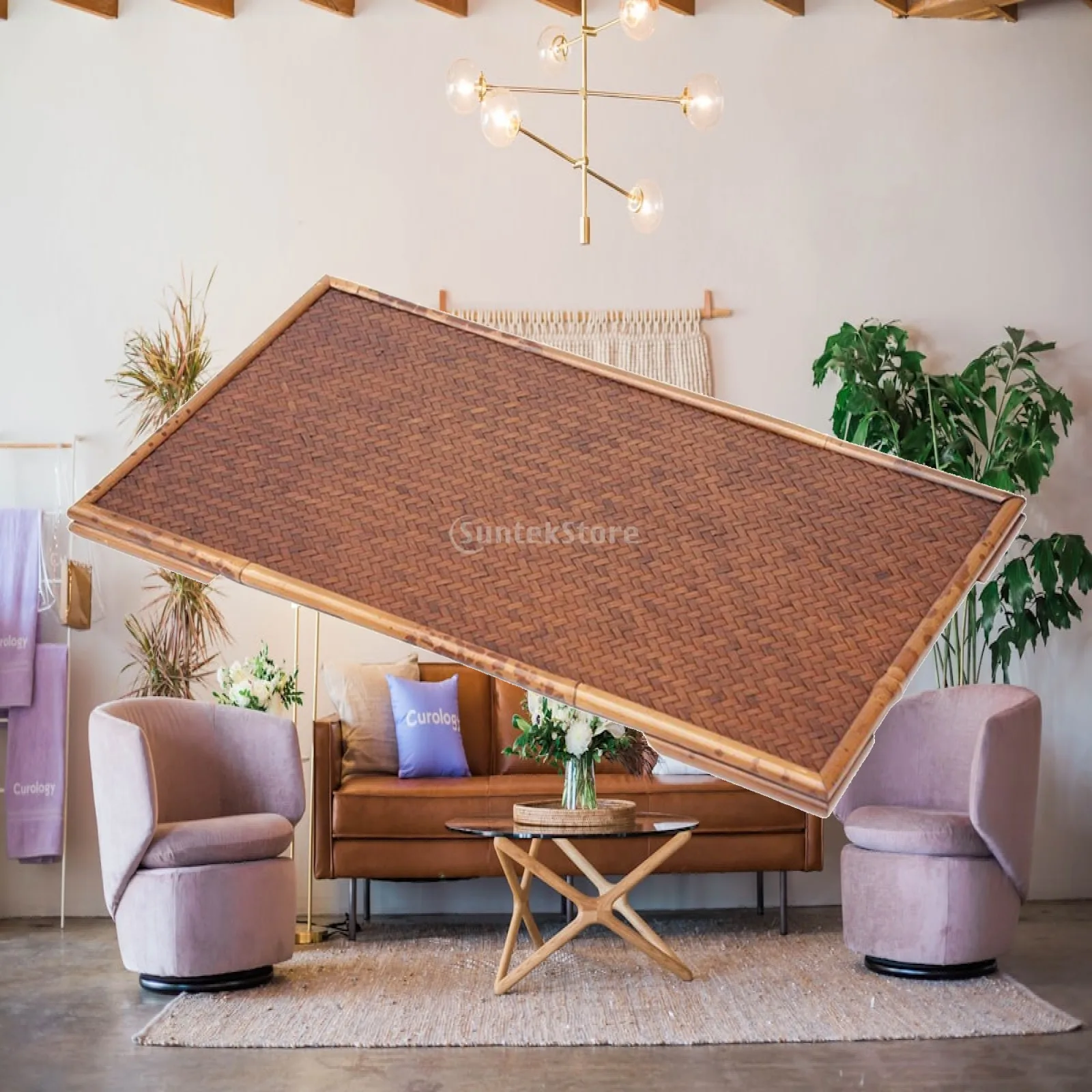 Brown Bamboo Rectangular Tray for Serving Food and Tea with Raised Edge for Organized Table Decor