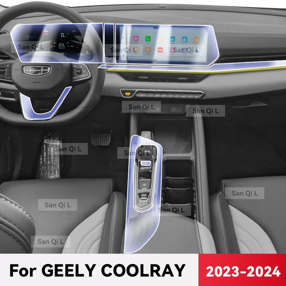 

Для GEELY COOLRAY 2023 2024, прозрачный ТПУ, центральная консоль автомобиля, медиа-приборная панель, навигация, защита от царапин, внутренняя пленка