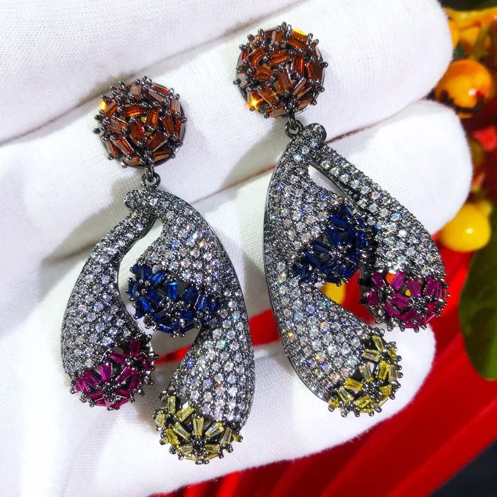 

Soramoore Romantic Luxury Gorgeous Drop Earrings For Women Bridal Earrings Cute Shiny Flowers Fashion Girl Gift 2024 New Hot