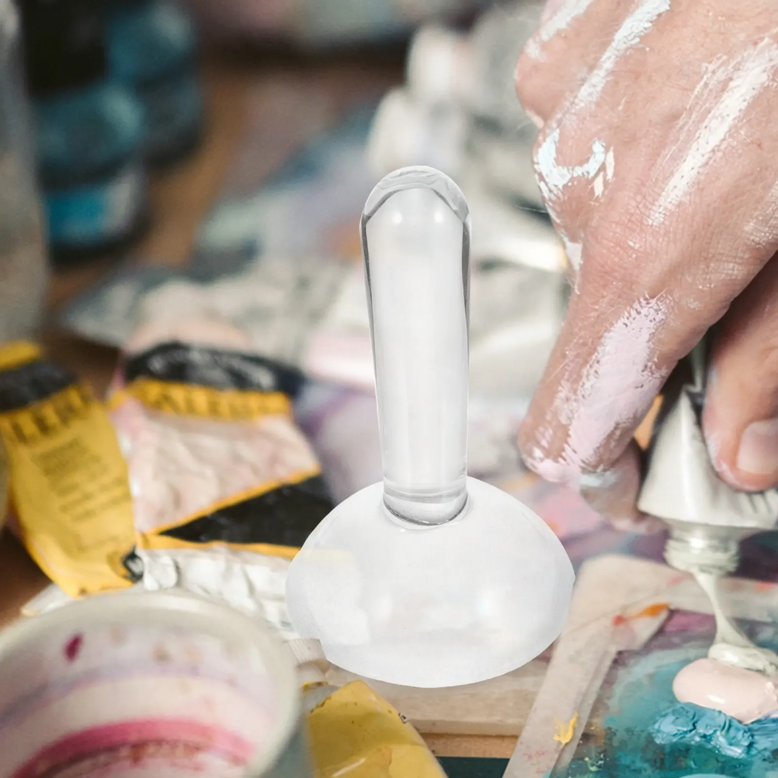 Glass Muller for Pigment Grinding Oil Painting Watercolor Mineral Pigment Preparation Ergonomic Handle Portable Lightweight Art