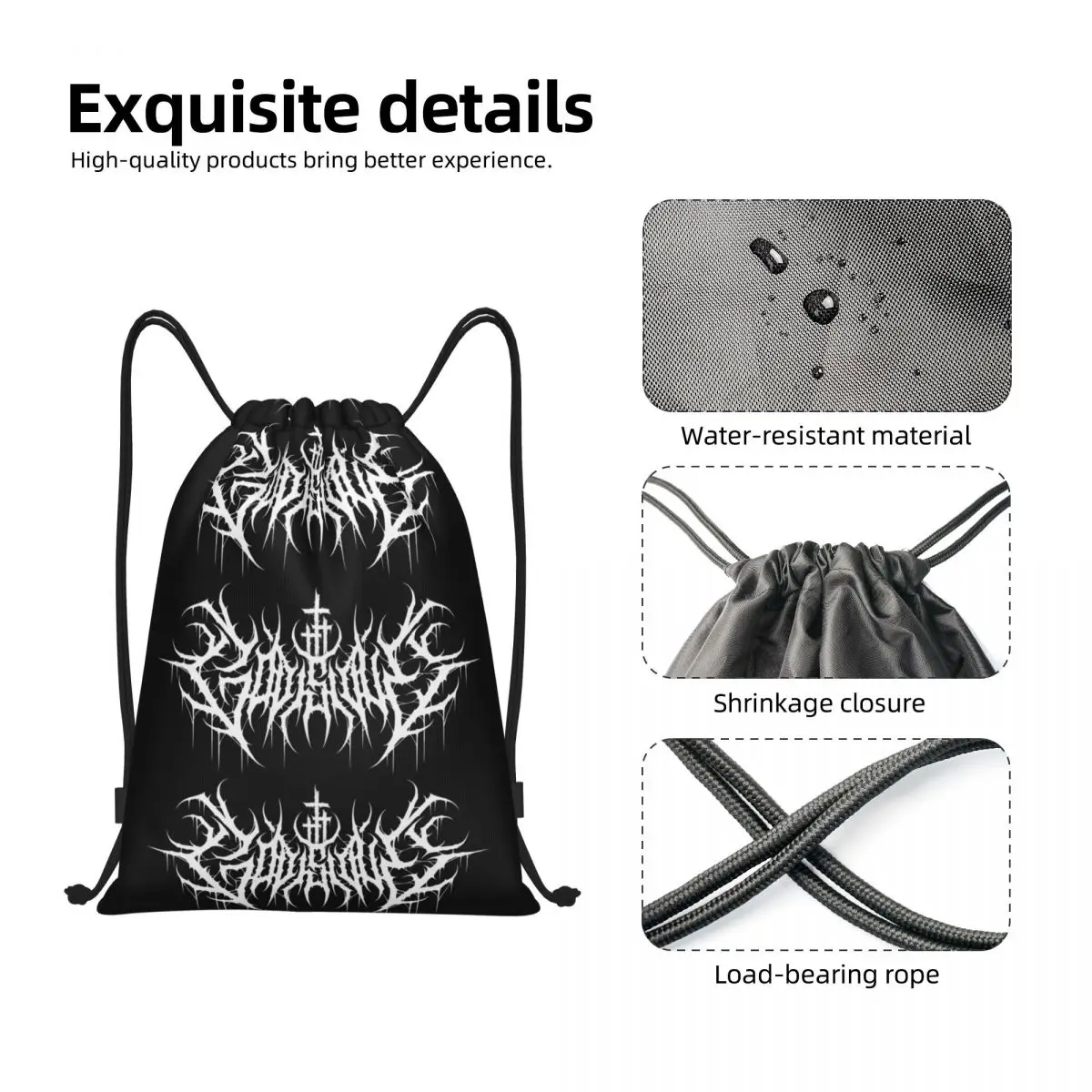 Plecak ze sznurkiem siłownia torba na siłownię dla mężczyzn z nadrukiem boga jest miłością Death Metal dla kobiet Heavy Rock Gift Backpack