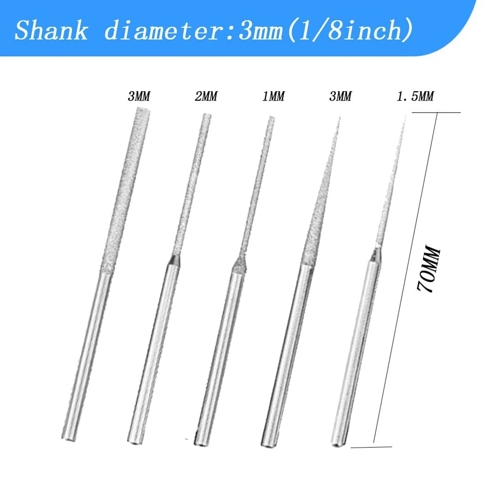 

A58Z 20pcs Mounted 5 Different Shapes Diamond Drill Bits, 1/8inch Shank Diamond Grinding Tools for Dremel Rotary Tools