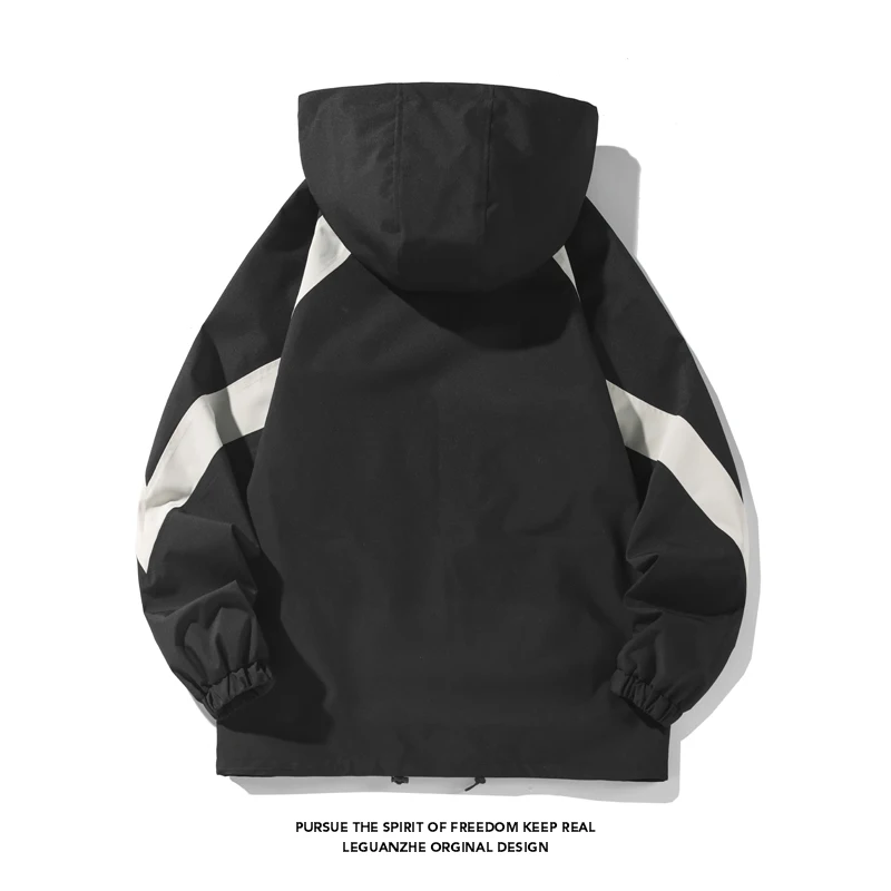 New Color Blocking Splicing Jacket Functional Outdoor Japanese Style Men Women Hooded Windbreaker Unisex Mountaining Clothes