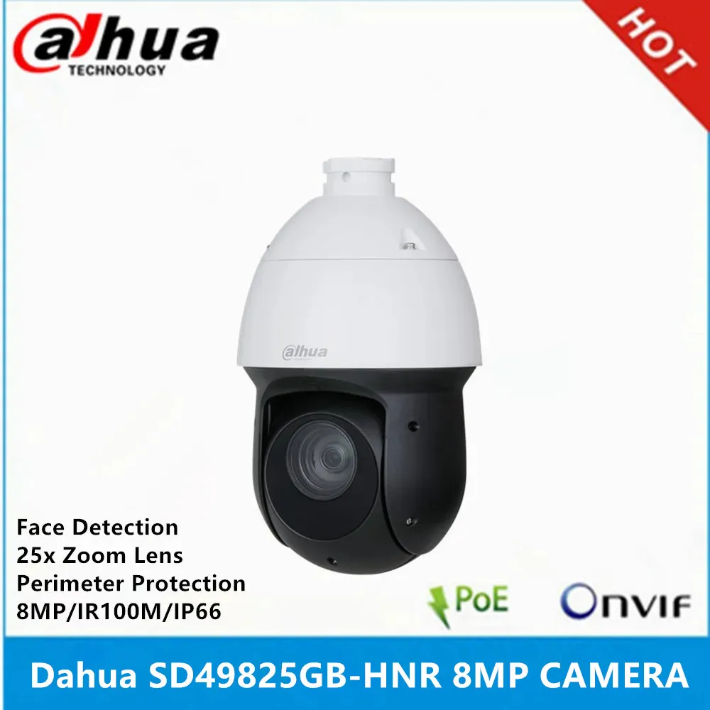 Dahua 8MP  SD49825GB-HNR 25X optical zoom IR 100m Starlight IP66 WizSense Network PTZ AI Camera support Face detection & SMD