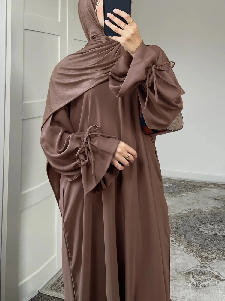 

Eid Muslim Dress for Women Abaya Bow Jalabiya Ramadan Lace Up Vestidos Largos Islam Arab Long Robe Morocco Dubai Kaftan 2025 New